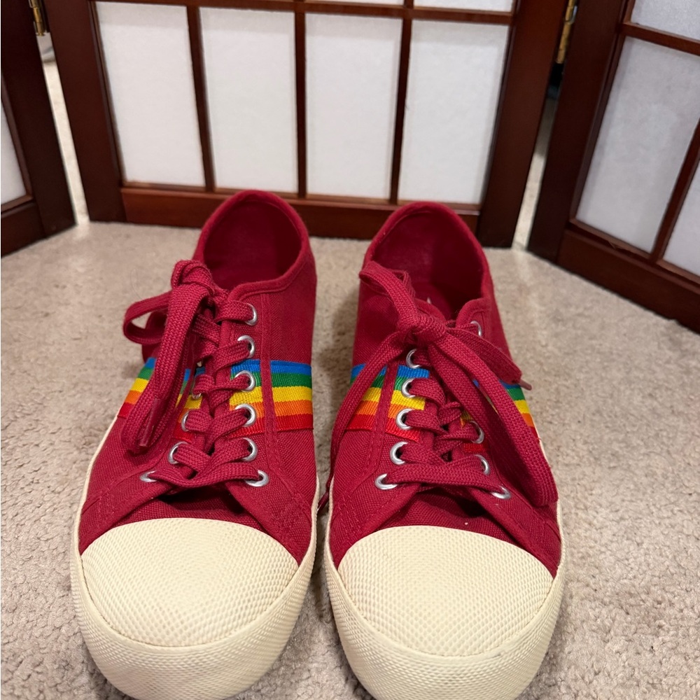 Gola Red Sneakers with Rainbow Accents